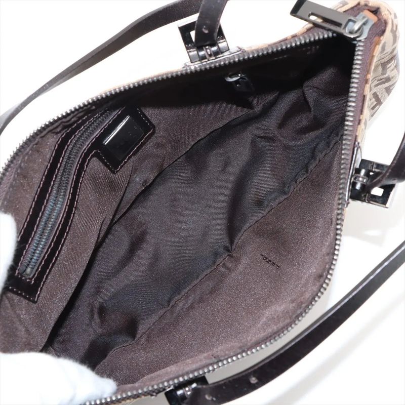 Fendi Zucchino Leather Handbag Mini Boston 8bl015 Tote Brown Women EEE Db54-10