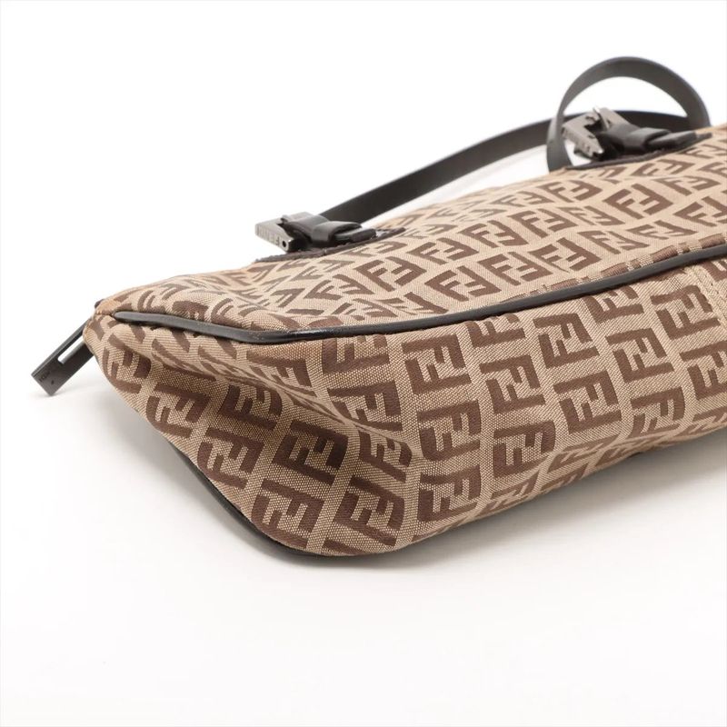 Fendi Zucchino Leather Handbag Mini Boston 8bl015 Tote Brown Women EEE Db54-10