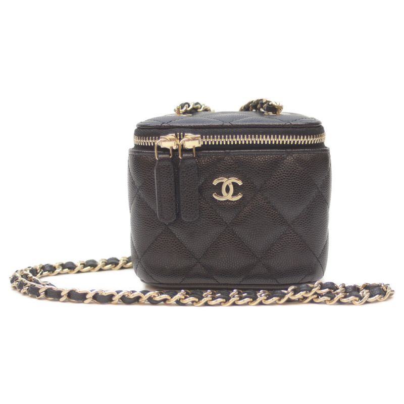 Chanel No 32 Ap2158 Black Caviar Ghardware Mini Vanity Shoulder