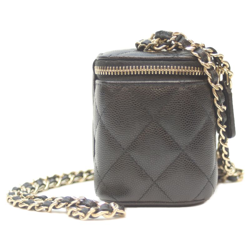 Chanel No 32 Ap2158 Black Caviar Ghardware Mini Vanity Shoulder