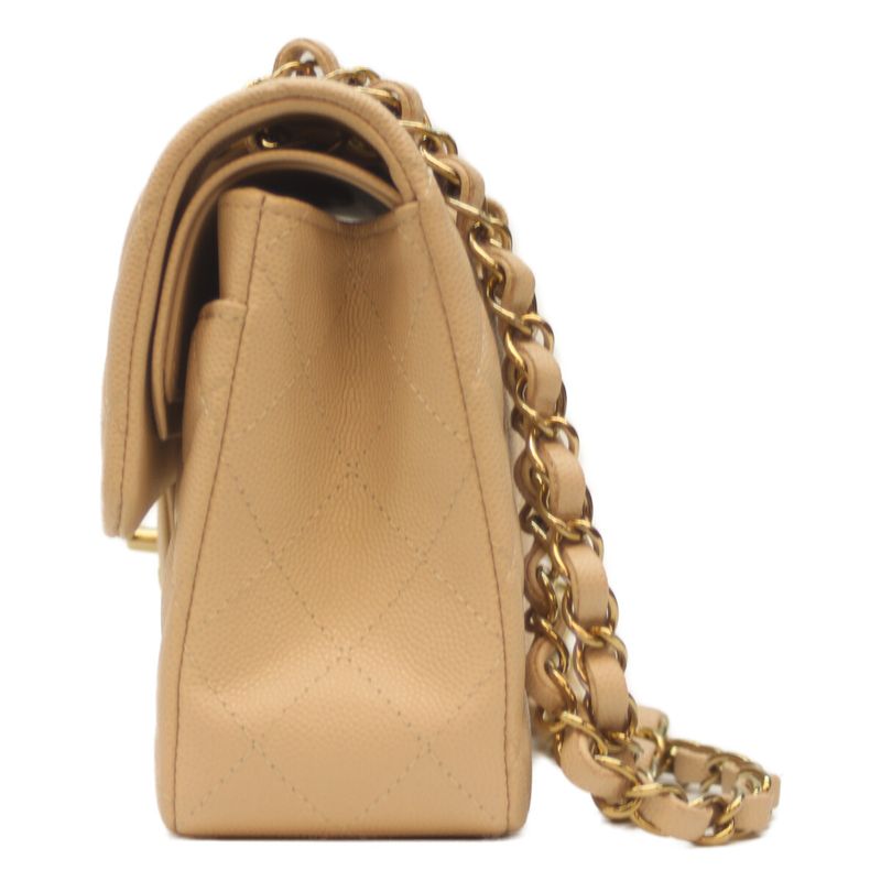 Chanel A01113 Beige Caviar Ghardware W Flap Matelasse 23