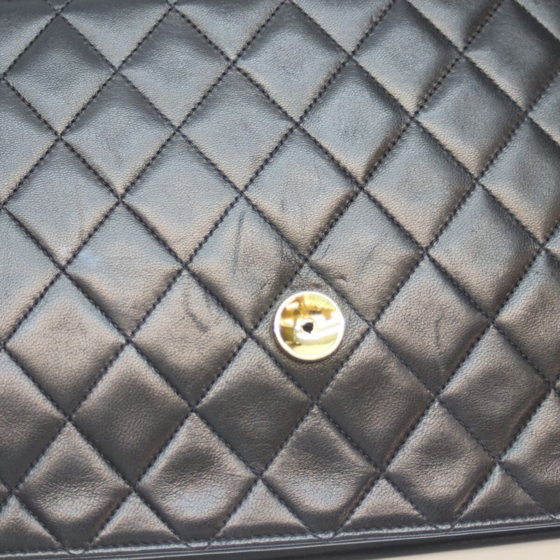 Chanel No 4 A03570 Black Ghardware Push Lock Matrasse 25 Single Flap Chain