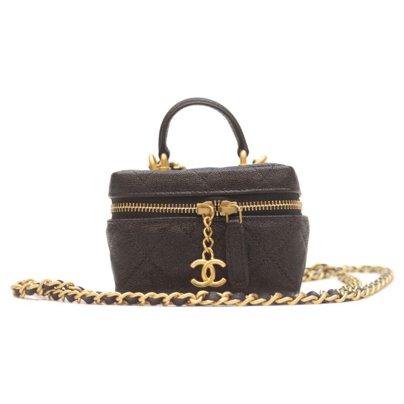 Chanel No 31 Ap2194 Black Caviar Ghardware Top Handle Mini Vanity Shoulder