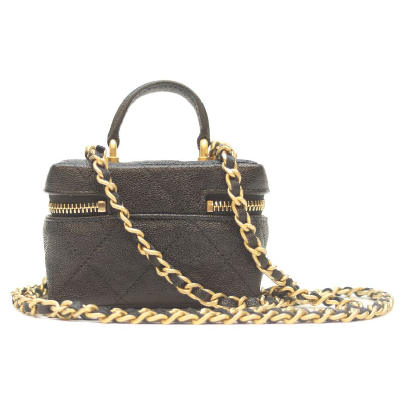 Chanel No 31 Ap2194 Black Caviar Ghardware Top Handle Mini Vanity Shoulder