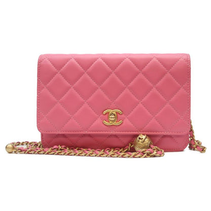 Chanel No 29 Ap1450 Pink Lamb Ghardware Coco Ball Chain Wallet