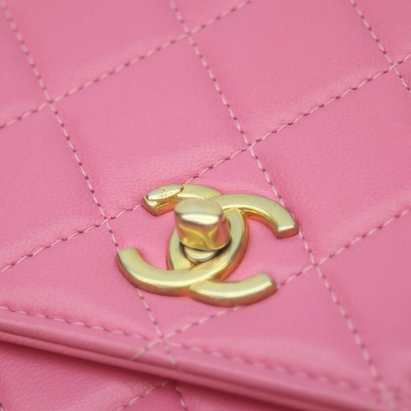 Chanel No 29 Ap1450 Pink Lamb Ghardware Coco Ball Chain Wallet