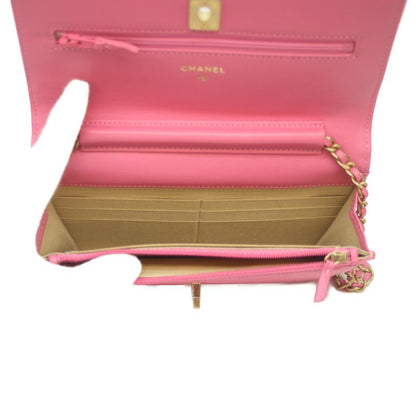 Chanel No 29 Ap1450 Pink Lamb Ghardware Coco Ball Chain Wallet