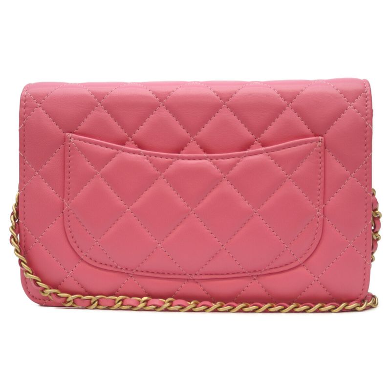 Chanel No 29 Ap1450 Pink Lamb Ghardware Coco Ball Chain Wallet