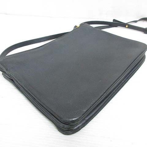 Celine Trio Large Shoulder Bag Leather Crossbody Black Storage with Bag Aa