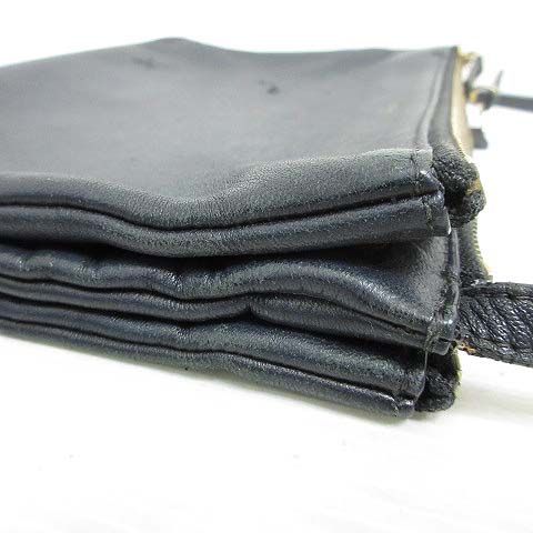 Celine Trio Large Shoulder Bag Leather Crossbody Black Storage with Bag Aa