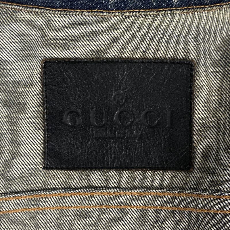 Gucci Logo Button Denim Jacket G Jean Sherry Line Web Outerwear Denim Jacket