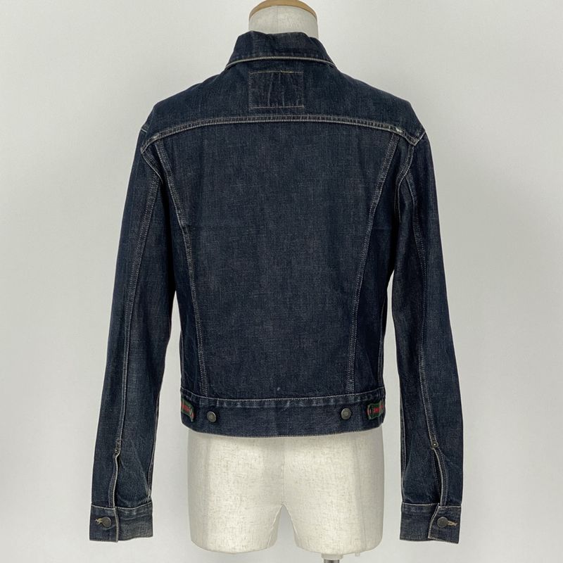 Gucci Logo Button Denim Jacket G Jean Sherry Line Web Outerwear Denim Jacket