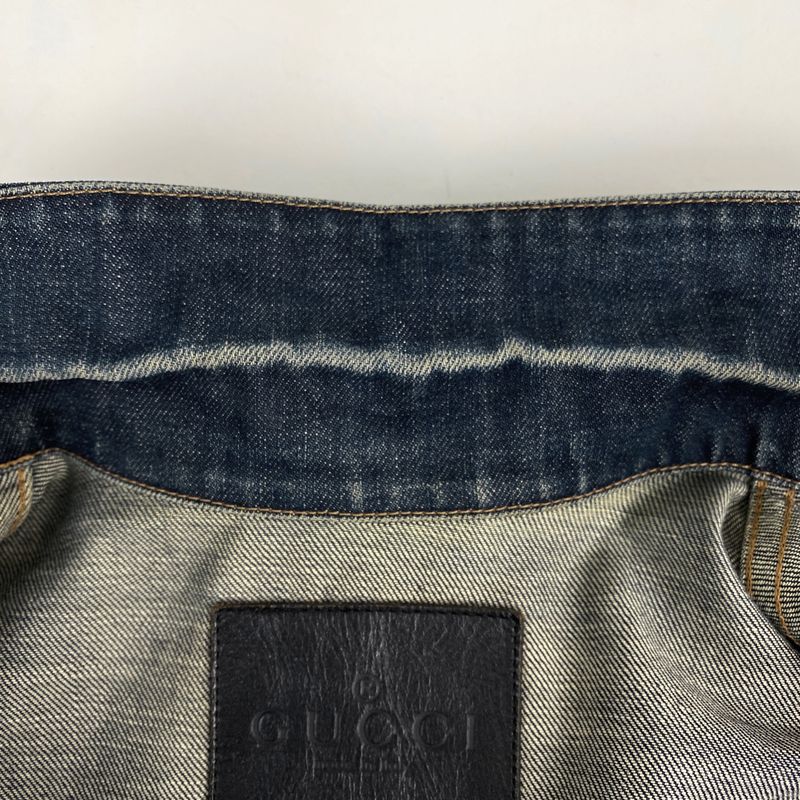 Gucci Logo Button Denim Jacket G Jean Sherry Line Web Outerwear Denim Jacket