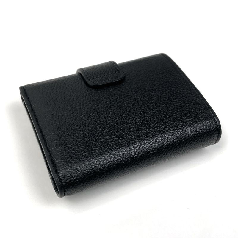 Celine Fine Strap Wallet Nino Triomphe Compact Trifold Wallet Leather Black