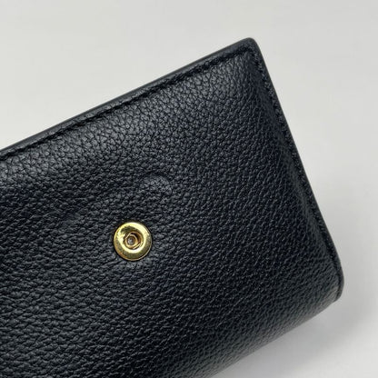 Celine Fine Strap Wallet Nino Triomphe Compact Trifold Wallet Leather Black