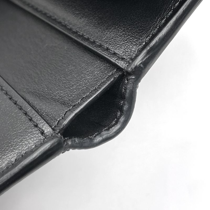 Celine Fine Strap Wallet Nino Triomphe Compact Trifold Wallet Leather Black
