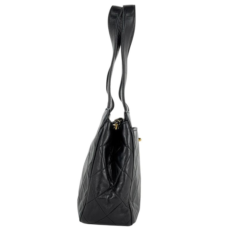 Chanel Coco Mark Handbag Matelasse Handbag Leather Black Women