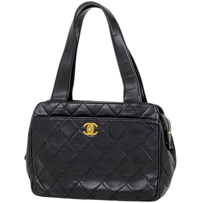 Chanel Coco Mark Handbag Matelasse Handbag Leather Black Women