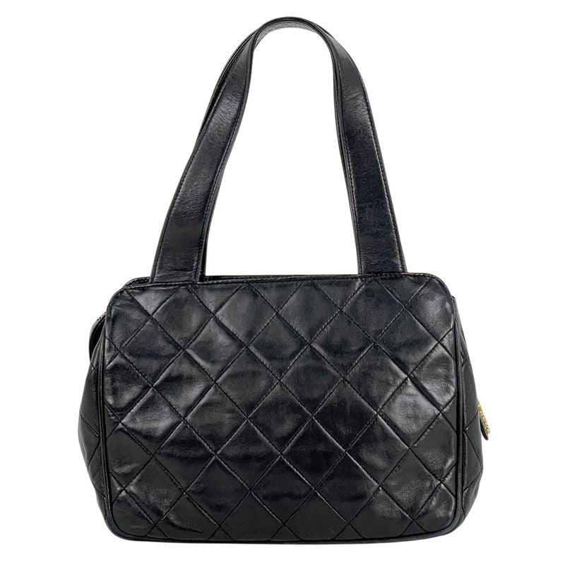 Chanel Coco Mark Handbag Matelasse Handbag Leather Black Women