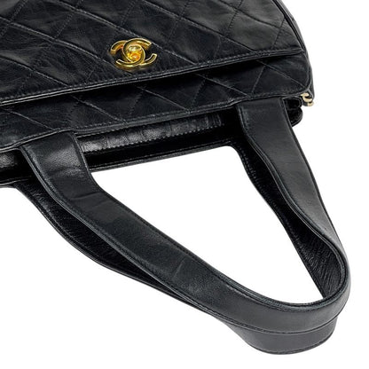 Chanel Coco Mark Handbag Matelasse Handbag Leather Black Women