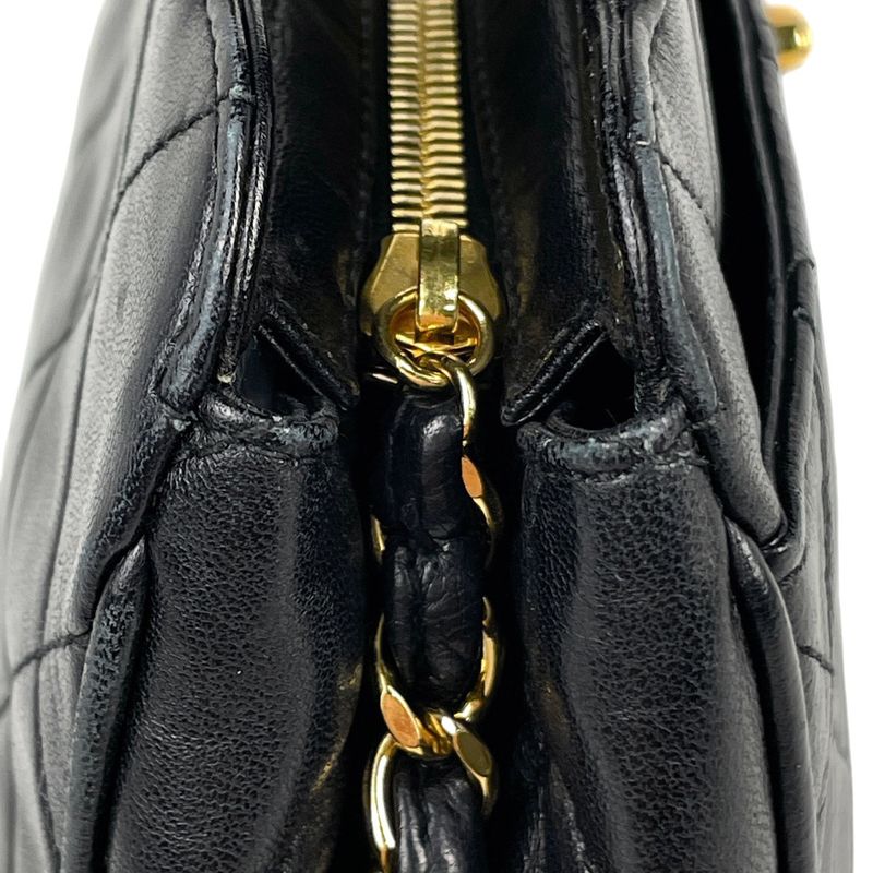 Chanel Coco Mark Handbag Matelasse Handbag Leather Black Women