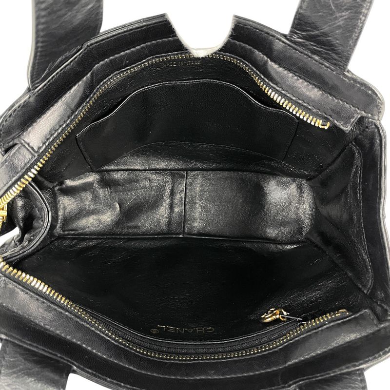 Chanel Coco Mark Handbag Matelasse Handbag Leather Black Women