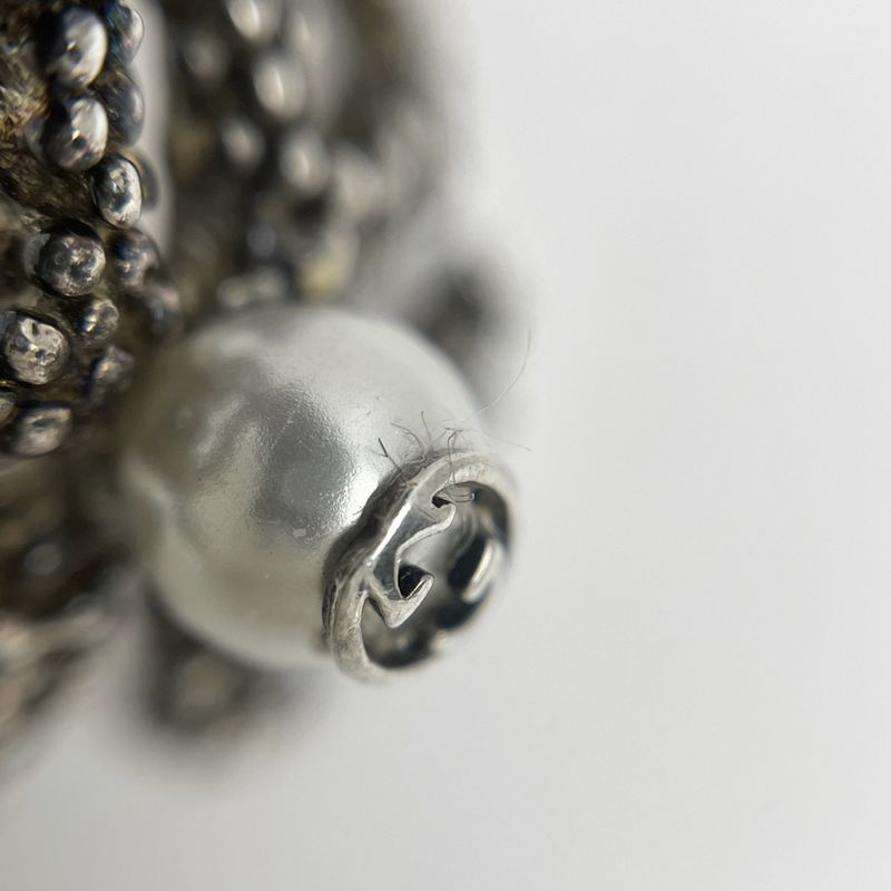 Gucci Interlocking G Ring Heart Clover Ring #11.5 Silver 925 Faux Pearl Silver