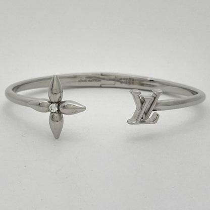 Louis Vuitton Vuitton Signature Bangle Monogram Flower Bracelet Metal Silver