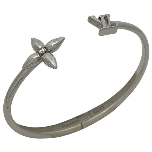 Louis Vuitton Vuitton Signature Bangle Monogram Flower Bracelet Metal Silver