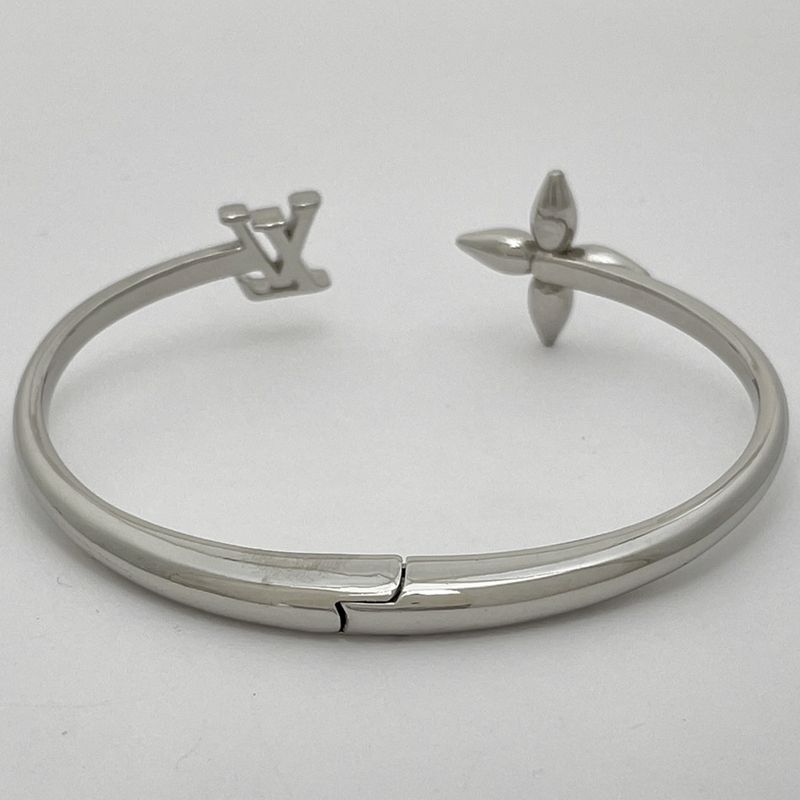 Louis Vuitton Vuitton Signature Bangle Monogram Flower Bracelet Metal Silver