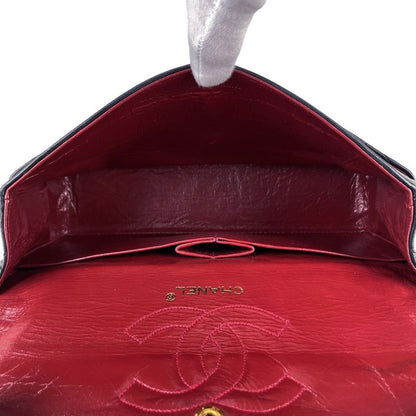 Chanel Matelasse W Flap Chain Shoulder Bag Coco Mark Shoulder Bag Leather Black