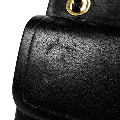 Chanel Matelasse W Flap Chain Shoulder Bag Coco Mark Shoulder Bag Leather Black
