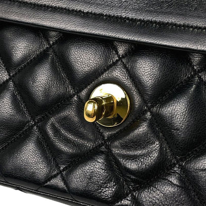Chanel Matelasse W Flap Chain Shoulder Bag Coco Mark Shoulder Bag Leather Black