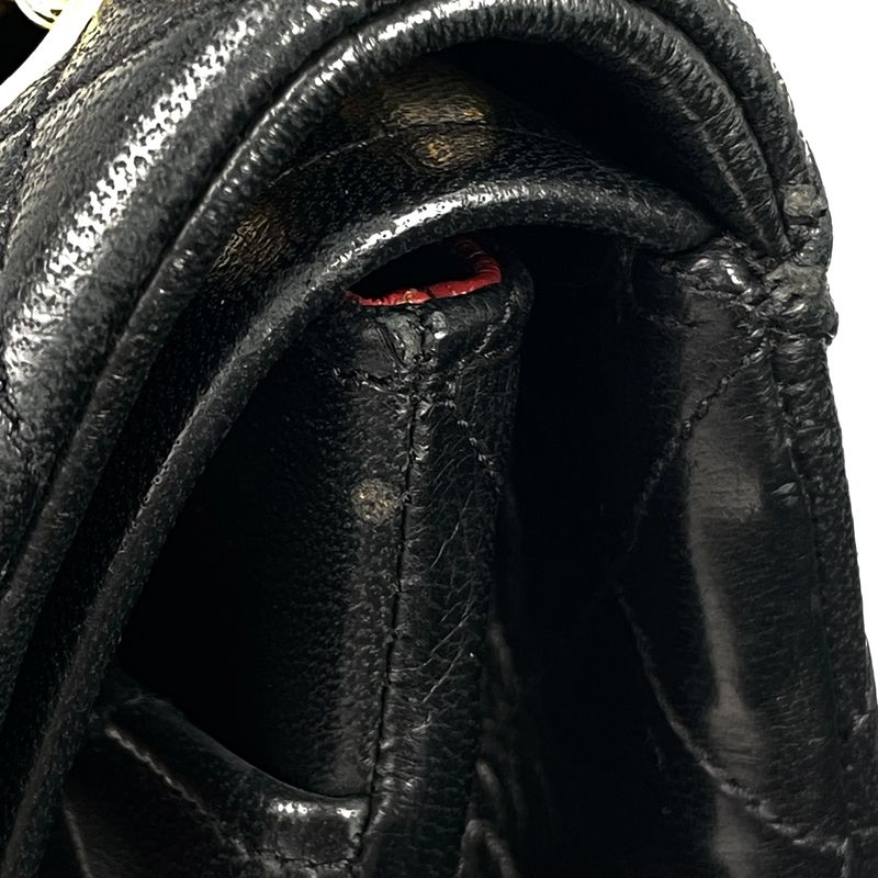 Chanel Matelasse W Flap Chain Shoulder Bag Coco Mark Shoulder Bag Leather Black