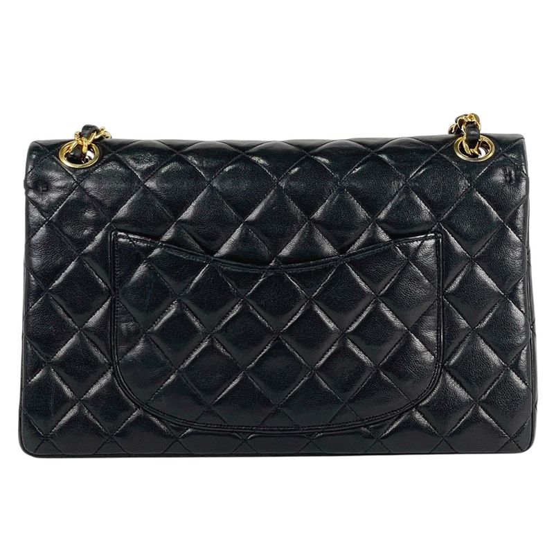 Chanel Matelasse W Flap Chain Shoulder Bag Coco Mark Shoulder Bag Leather Black