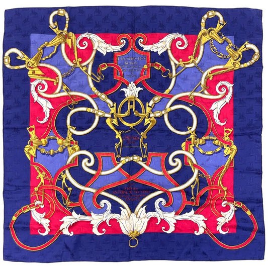 Hermes Carré 90 L'instrvction Dv Roy Imperial Scarf Silk Navy Multicolor Women