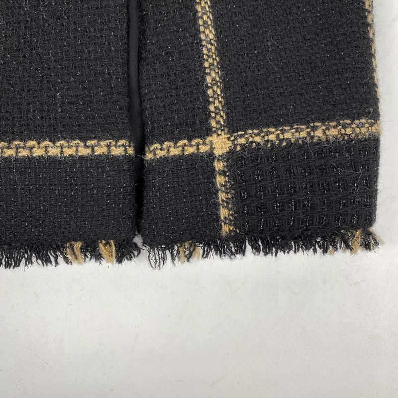 Chanel Coco Mark Button Tweed Dress Check Lame Dress Skirt Wool Nylon Black