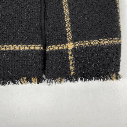 Chanel Coco Mark Button Tweed Dress Check Lame Dress Skirt Wool Nylon Black