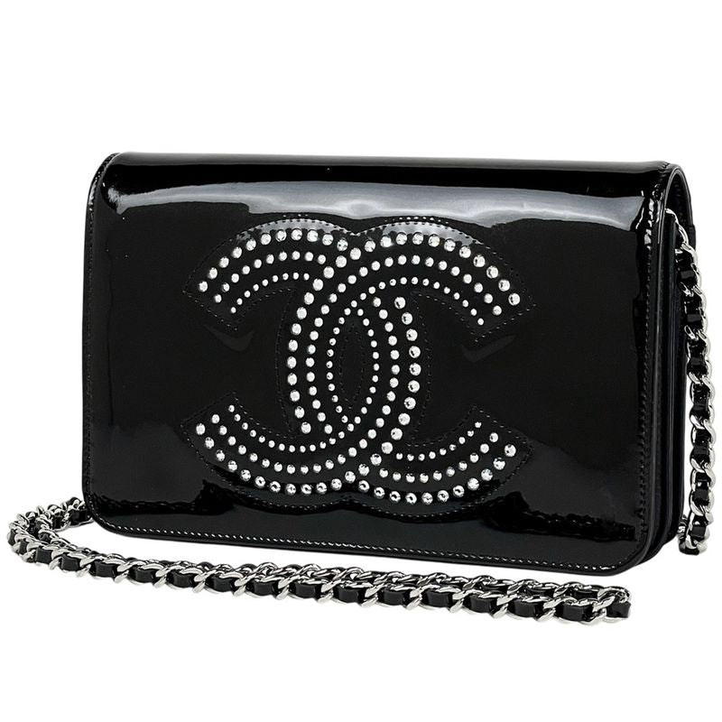 Chanel Coco Mark Chain Shoulder Bag Chain Wallet Purse Studded Enamel Shoulder
