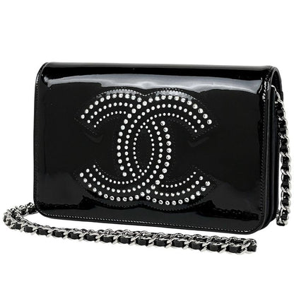 Chanel Coco Mark Chain Shoulder Bag Chain Wallet Purse Studded Enamel Shoulder