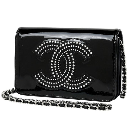 Chanel Coco Mark Chain Shoulder Bag Chain Wallet Purse Studded Enamel Shoulder