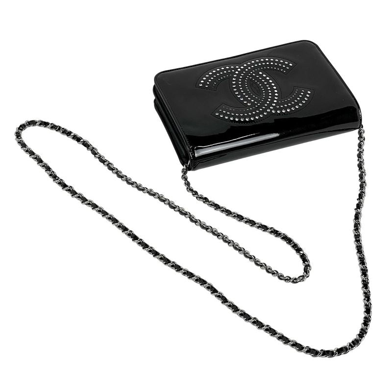 Chanel Coco Mark Chain Shoulder Bag Chain Wallet Purse Studded Enamel Shoulder