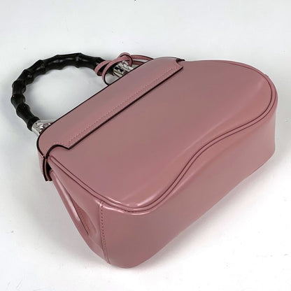 Gucci Bamboo Handbag 2way Shoulder Bag Lady Lock Handbag Leather Pink 353522