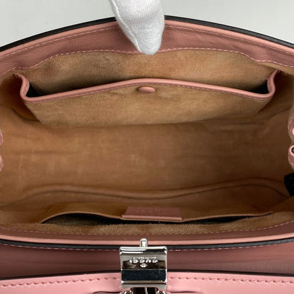 Gucci Bamboo Handbag 2way Shoulder Bag Lady Lock Handbag Leather Pink 353522