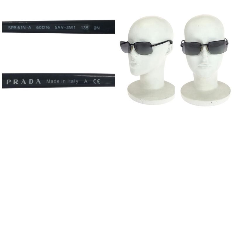 Prada Black Silver Hardware Plastic Metal Spr61n-a 6016 5av-3m1 135 2n