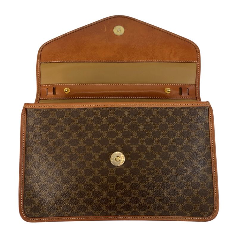 Celine Macadam Brown Gold Hardware PVC Leather M07 Clutch Bag Second Bag Men