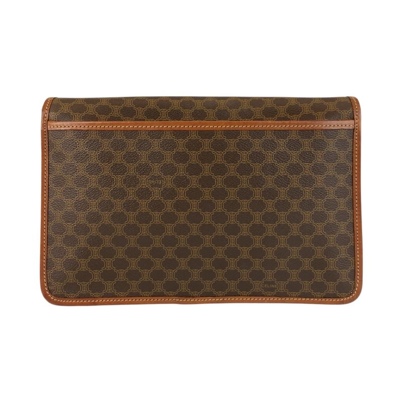 Celine Macadam Brown Gold Hardware PVC Leather M07 Clutch Bag Second Bag Men