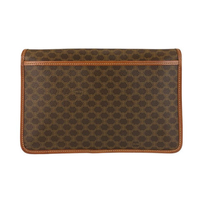 Celine Macadam Brown Gold Hardware PVC Leather M07 Clutch Bag Second Bag Men