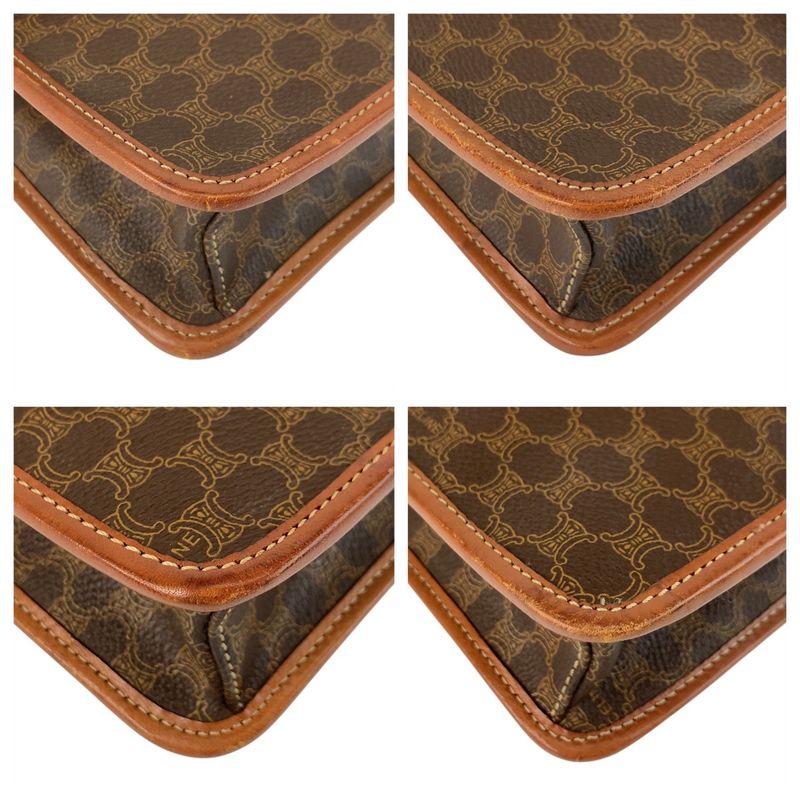 Celine Macadam Brown Gold Hardware PVC Leather M07 Clutch Bag Second Bag Men