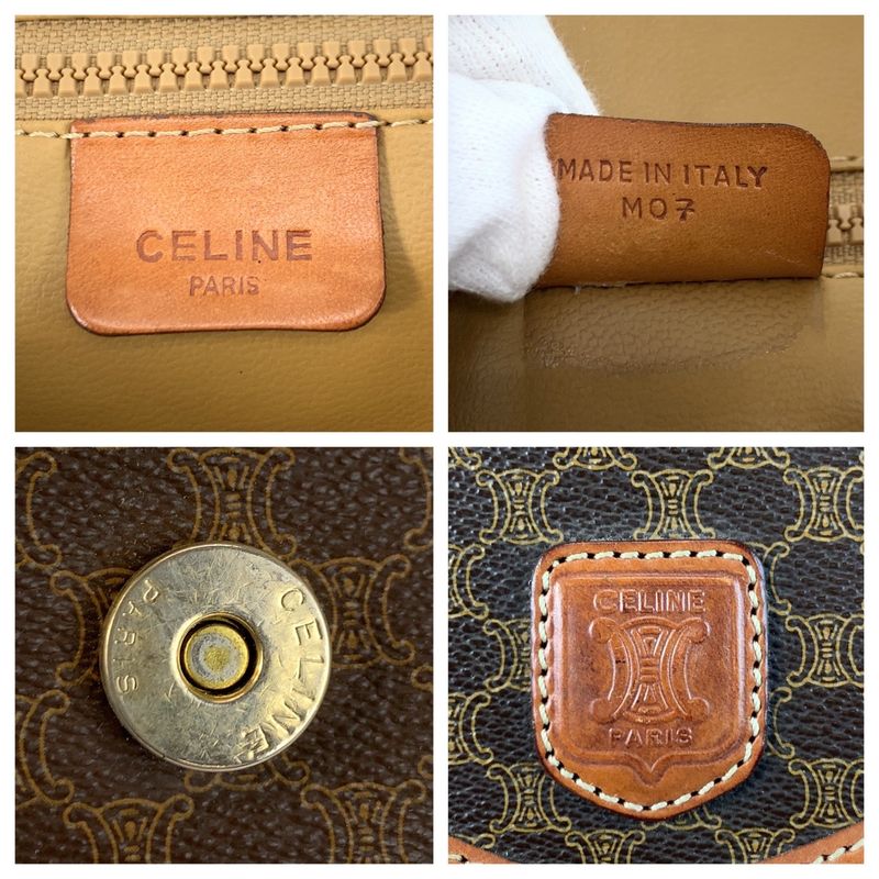 Celine Macadam Brown Gold Hardware PVC Leather M07 Clutch Bag Second Bag Men